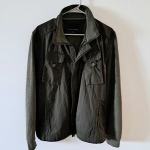 Banana Republic Military Green Men's Jacket Size Large Zipper Buttons Pockets